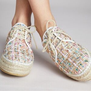 Anthropologie tweed lace-up espadrille sneakers